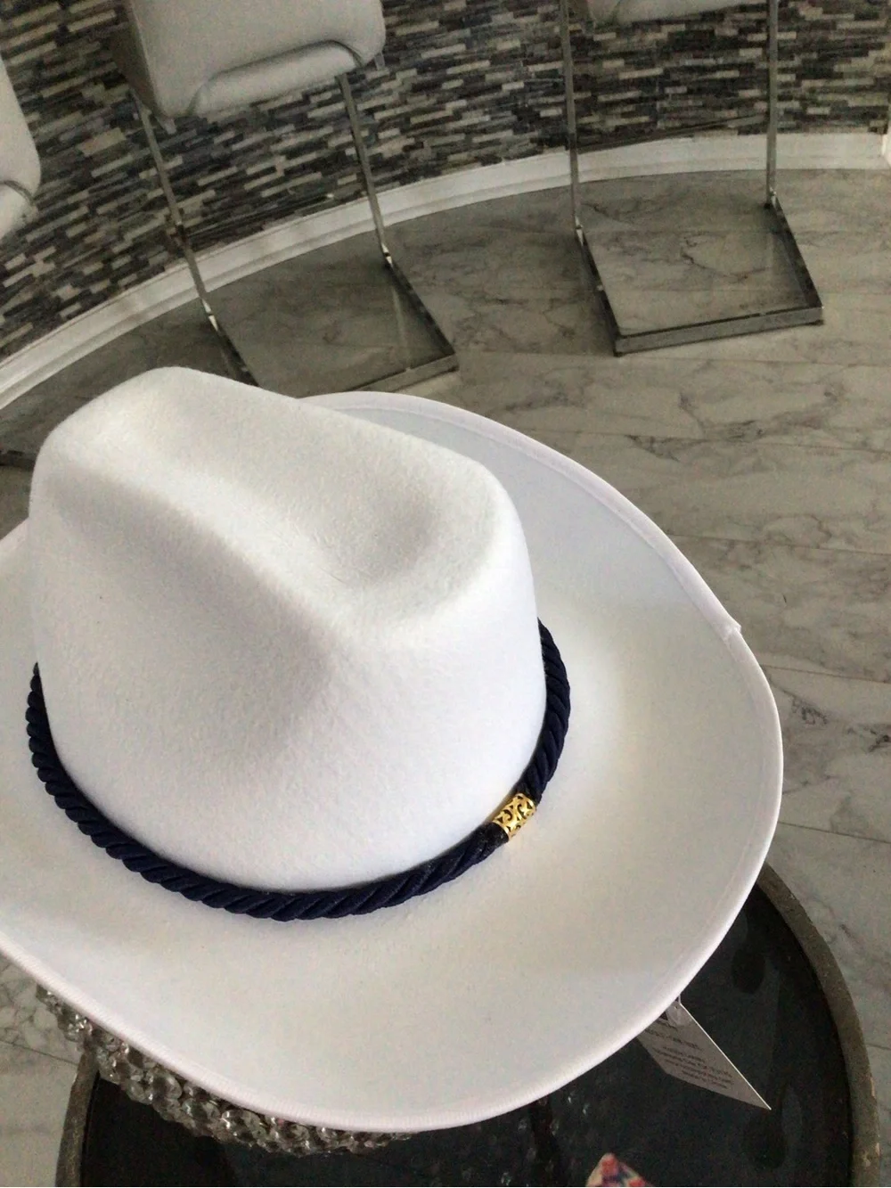 Houston Texans White Cowboy Hat with Navy Trim